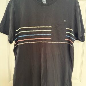 Billabong Black Tee with Multicolor Stripes